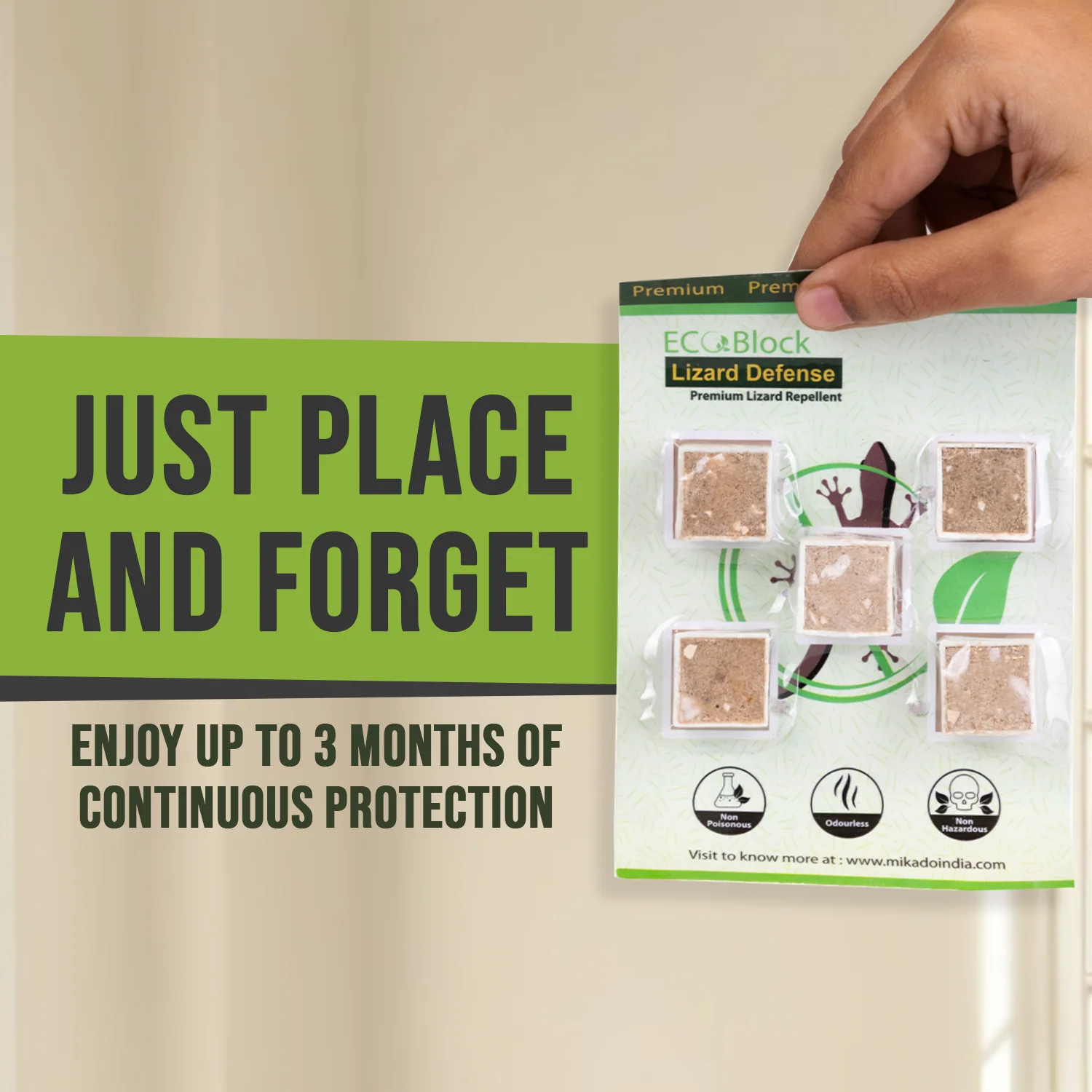 EcoBlock Lizard Defense (Pack of 5) – Natural Lizard Repellent Cubes | Non-Toxic, Odorless & Chemical-Free | 3-Month Long-Lasting Protection | Safe for Kitchen, Kids & Pets - Image 5