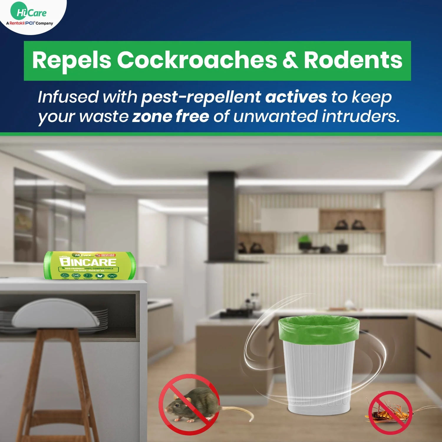 HiCare Bincare Compostable Garbage Bags I 120 Bags (Pack of 4) - Image 3