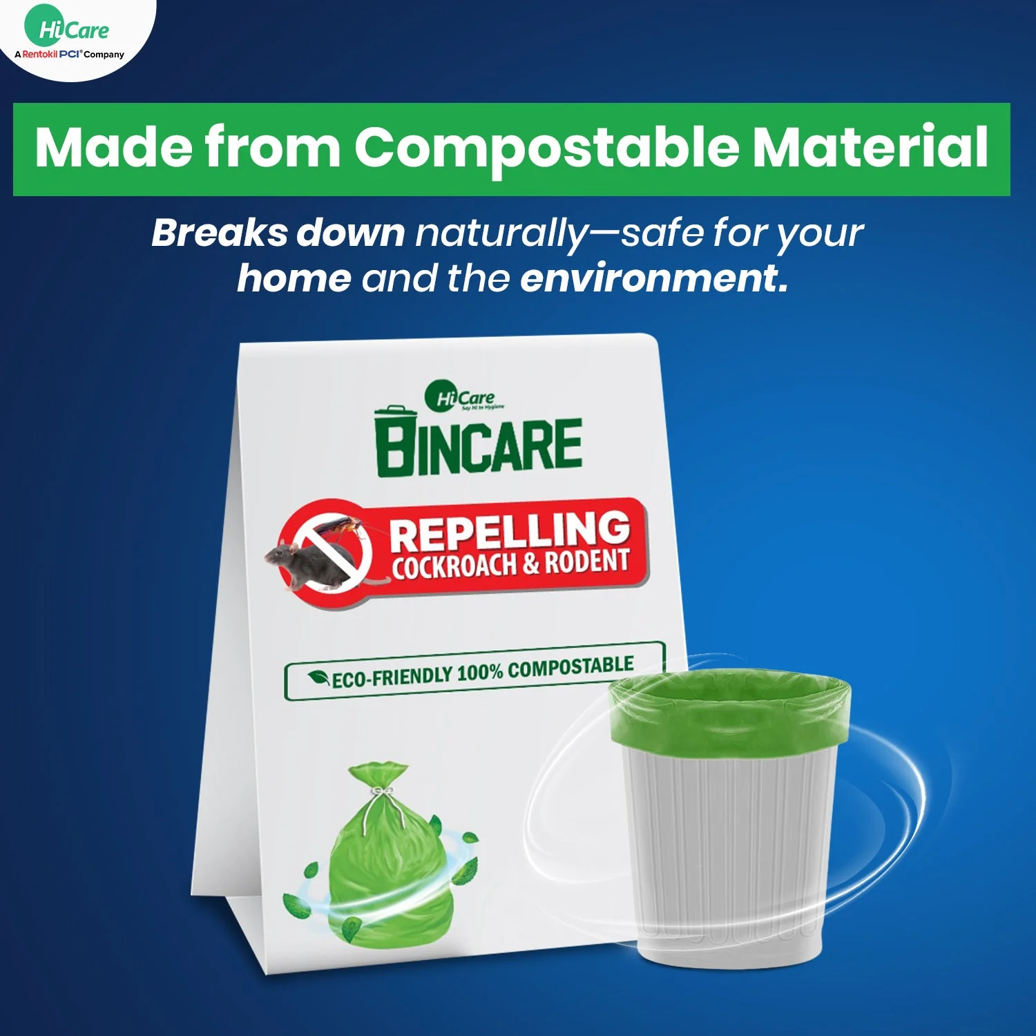 HiCare Bincare Compostable Garbage Bags I 120 Bags (Pack of 4) - Image 4