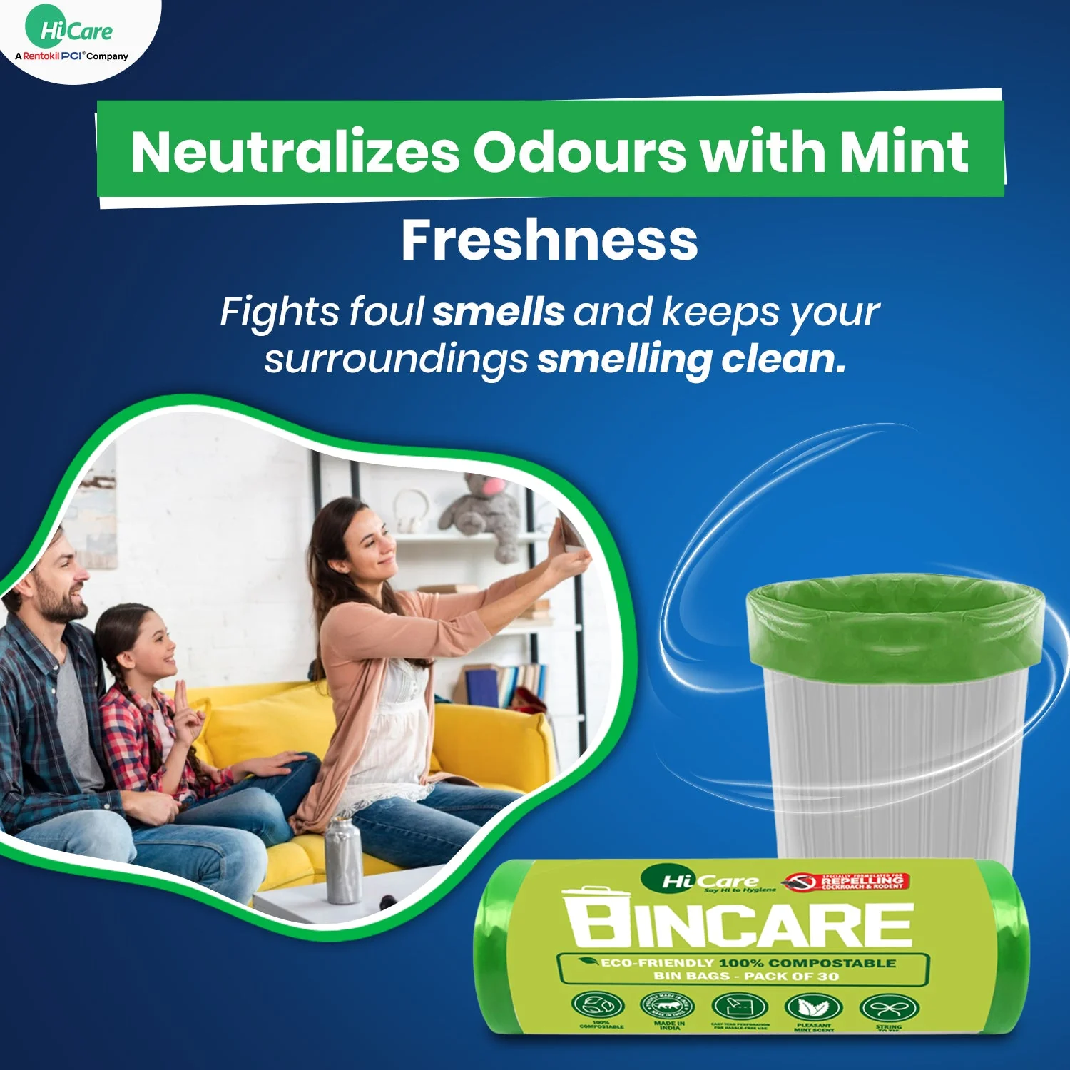 HiCare Bincare Compostable Garbage Bags I 120 Bags (Pack of 4) - Image 6