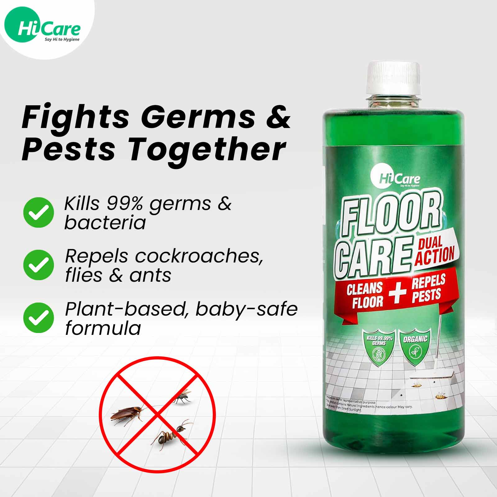 HiCare Organic Floor Disinfectant with Insect Repellent (1L) | Herbal Formula that Repels Cockroaches, Flies & Ants | Safe for Babies and Pets - Image 3