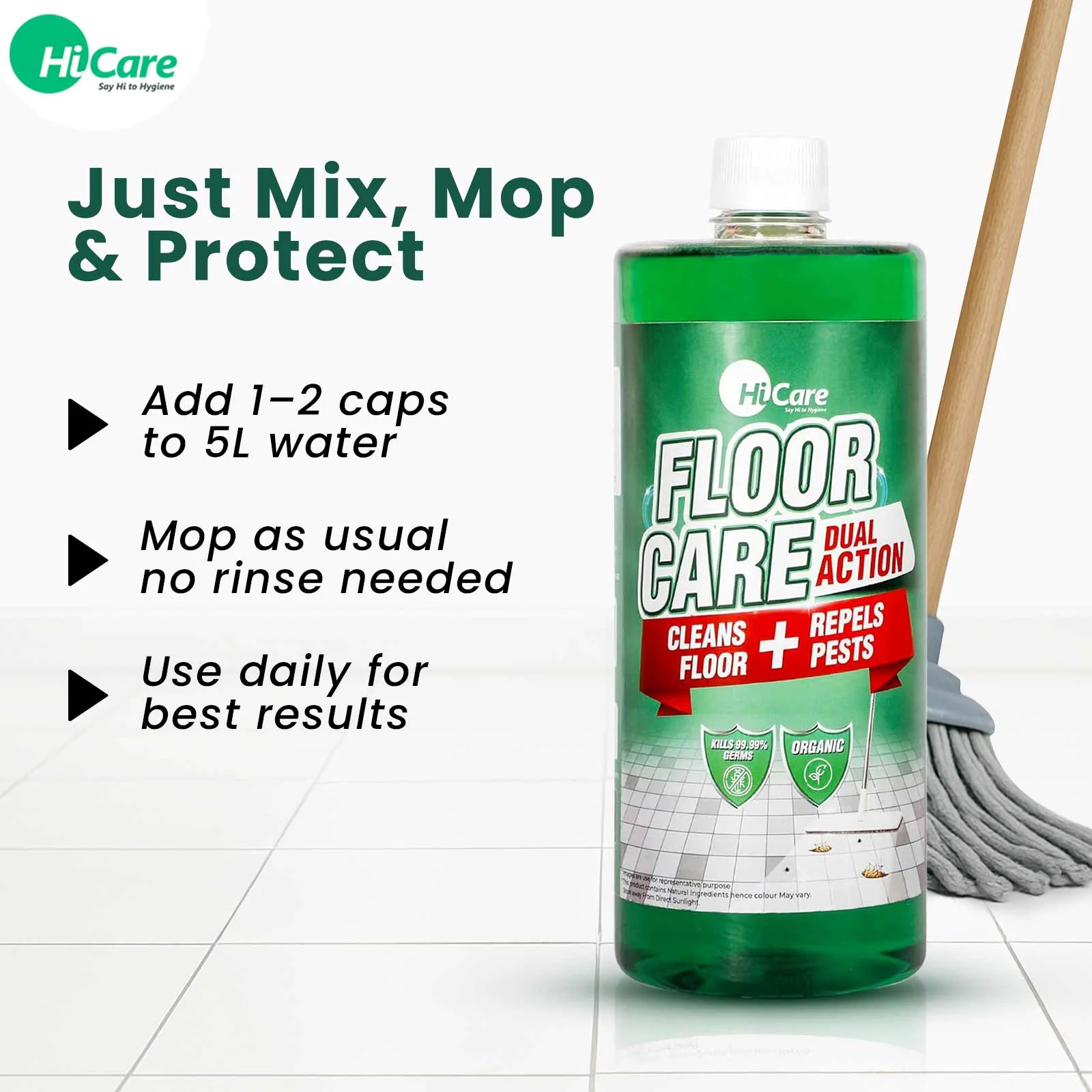 HiCare Organic Floor Disinfectant with Insect Repellent (1L) | Herbal Formula that Repels Cockroaches, Flies & Ants | Safe for Babies and Pets - Image 5