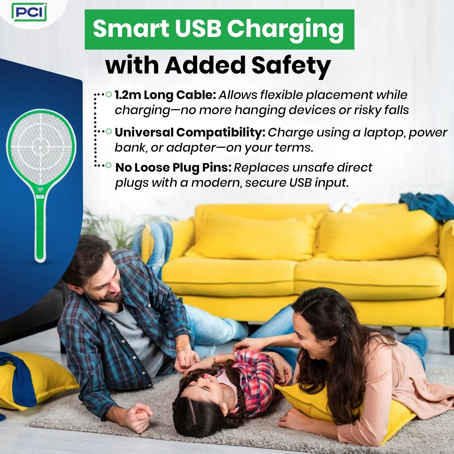 PCI ExpertO Rechargeable Mosquito Bat | 1200mAh Li-ion Battery - Image 4